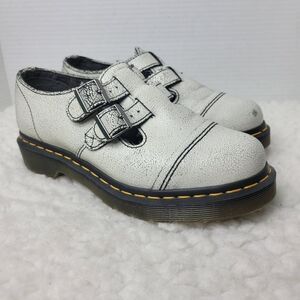 Dr. Martens Susy Women's Size 6 White Cracked Leather Strap Mary Jane Shoes